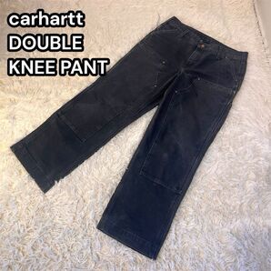 【雰囲気抜群】carhartt カーハート ダブルニーパンツ ワイドパンツ 古着 ジーンズ ブラック フェード ビンテージ