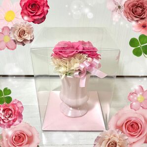 ブリザードフラワー ピンク花束 花瓶 母の日 贈り物 プレゼント