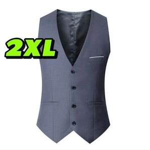 2XL グレー スーツ ベスト メンズ 紳士 イベント 結婚式 成人式 入学式 卒業式