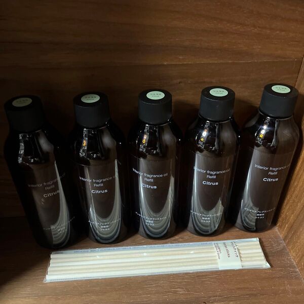 新品★無印良品 インテリア フレグランスオイル シトラス 詰替用 200ml × 5本 ラタンスティック付