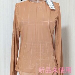 【ユニクロ】新品未使用!シアークルーネックT 長袖カットソー M ブラウン UNIQLO