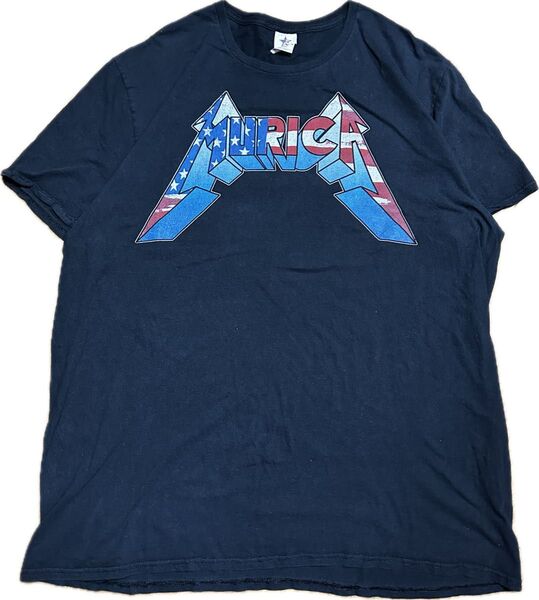 【古着】Aurica US国旗柄 Tシャツ ブラック2XL メタリカ オマージュ