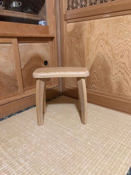 1206 建具屋58年のおじいさんの手作り木製サイドテーブル、イス、スツール ハンドメイド