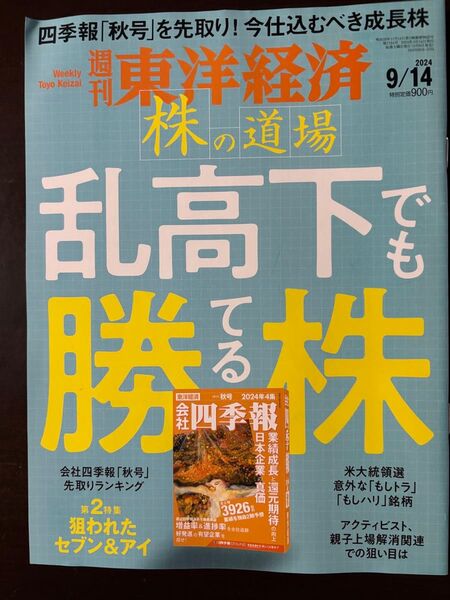 週刊東洋経済 2024年9月14日号 株の道場 乱高下でも勝てる株