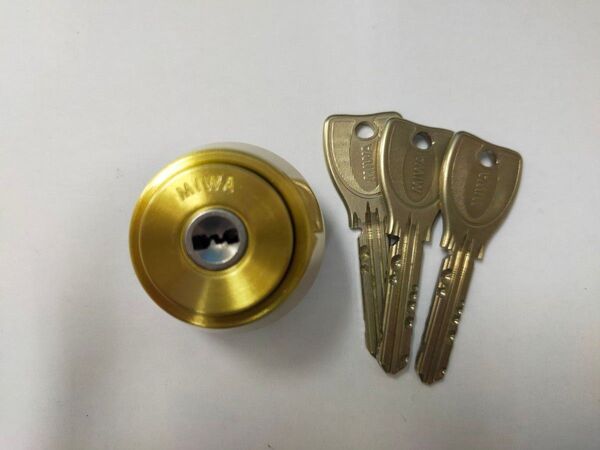【中古】美和ロックMIWA PR-TE24,シリンダーゴールド色MCY-231,純正キー3本付き