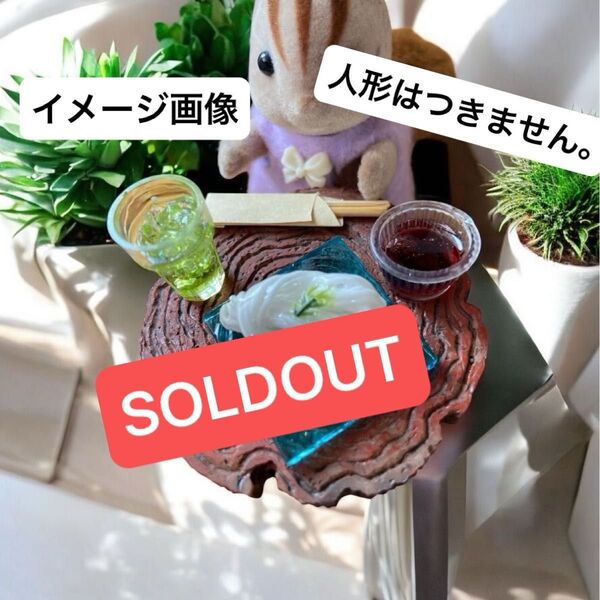 No.744 ミニチュアそうめん ミニチュアフード グリーンティー セット ドール用 ハンドメイド