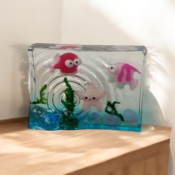 No.748 ミニチュア水槽 アクアリウム ウォーターオブジェ お水のインテリア ヒトデ 熱帯魚 可愛い ハンドメイド