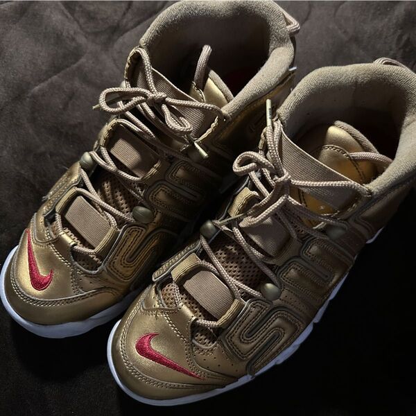 Supreme×NIKE エアモアアップテンポ モアテン メタリックゴールド×ホワイト サイズ:27cm