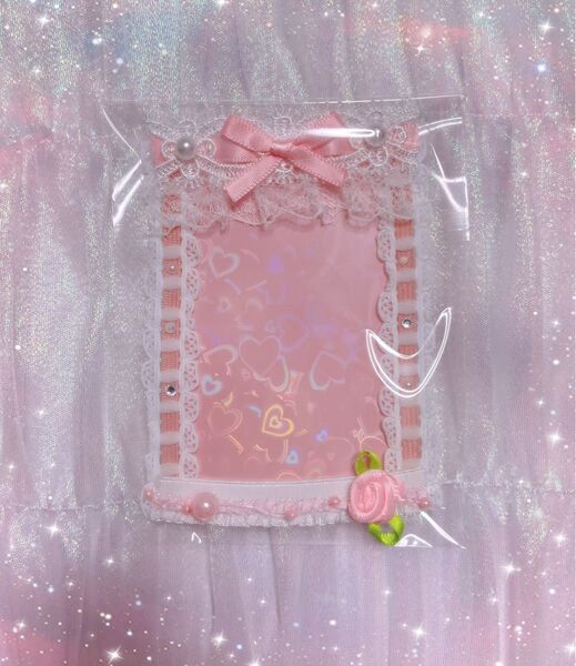 硬質ケースデコ 薔薇 ホイップデコ レースデコ トレカケース ピンク