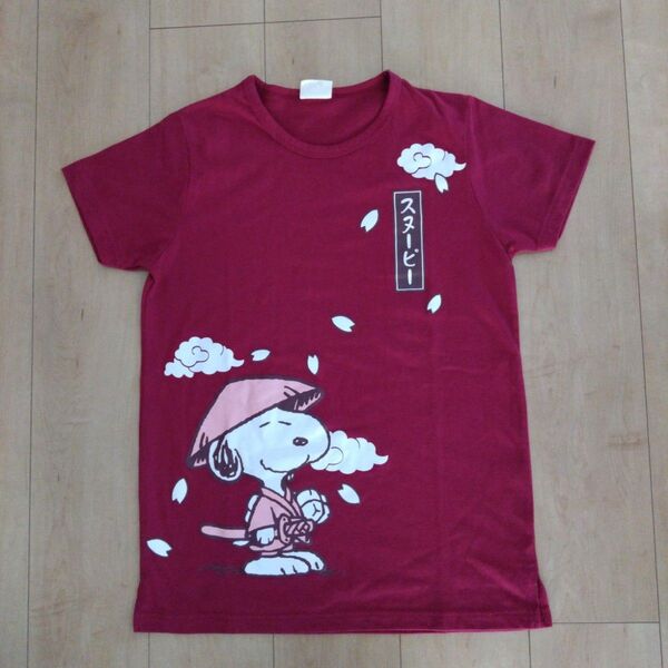 PEANUTS スヌーピー 半袖 Tシャツ エンジ レディース メンズ ユニセックス