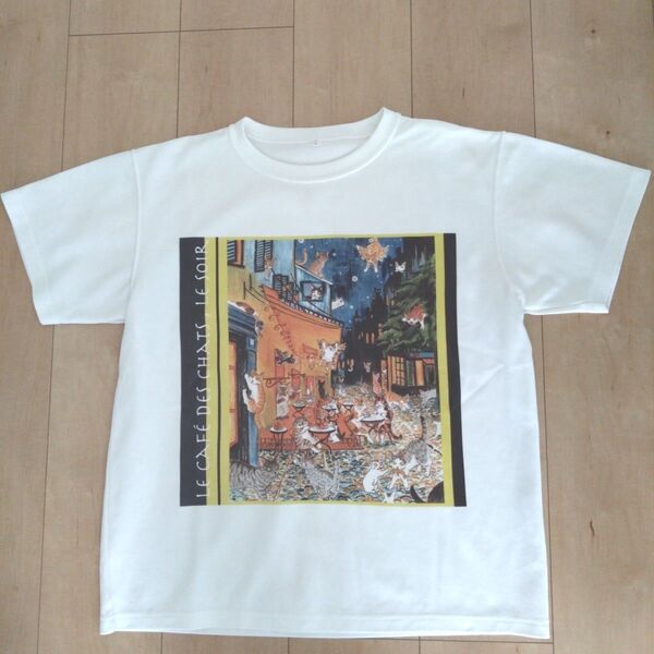 美品 半袖 Tシャツ 猫 動物 白 トップス おおやぎえいこ メンズ レディース