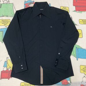 良品 BURBBERY BLACK LABEL バーバリーブラックレーベル 長袖シャツ ドレスシャツ サイズ3 黒シャツ