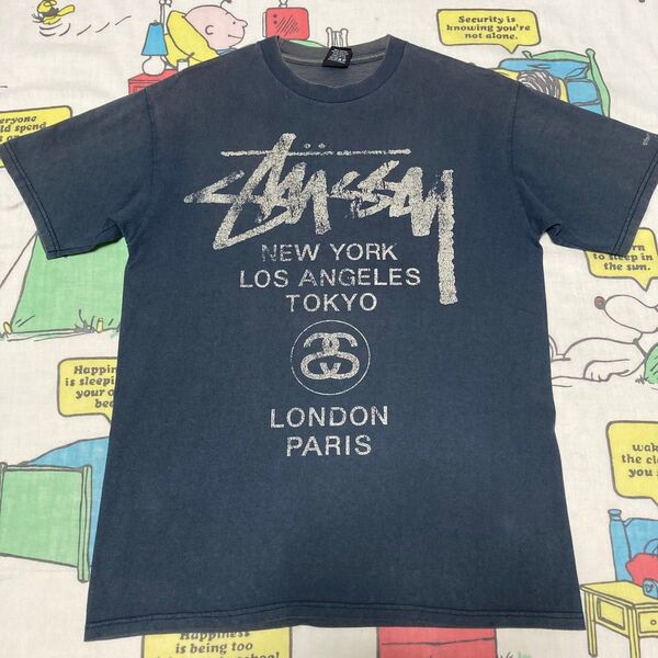 stussy ステューシー 旧タグ Tシャツ Mサイズ 古着 黒 スーパーフェード