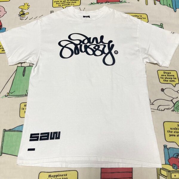 ステューシー Tシャツ stussy saw コラボ ソーレコーディングス 白 L 旧タグ