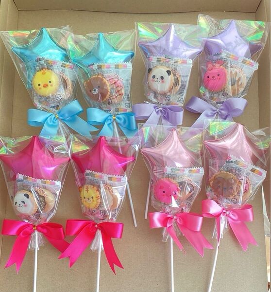 小さい子にも プチバルーン付お菓子ブーケ 星 8個 結婚式 プチギフト 発表会 プレゼント お配り用 映え 喜ばれる プチプラ