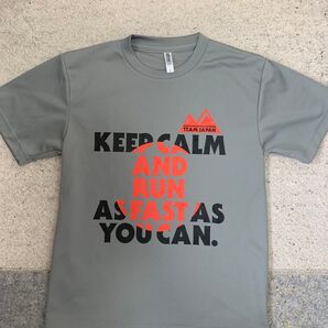 TEAM JAPAN Tシャツ Sサイズ グレー KEEP CALM AND RUN AS FAST AS YOU CAN.