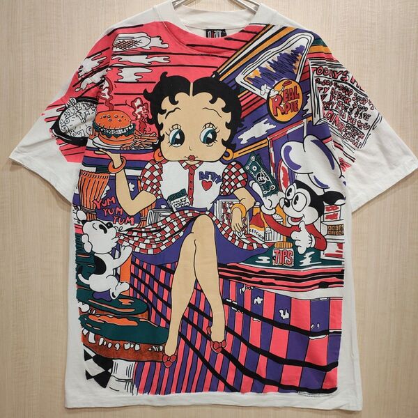 boot ベティちゃん Betty Boop DINER ハンバーガー XL 総柄 半袖 ビンテージ