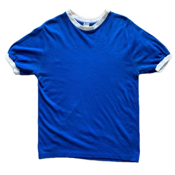 Tシャツ リンガー ヴィンテージ 70s 80s ブルー M 38 40 古着