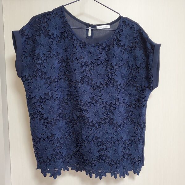OLIVE des OLIVE カットソー フレンチスリーブ 花柄 レース 半袖 ノースリーブ Tシャツ