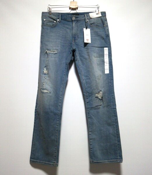 新品 ユニクロ ストレッチ スリムフィットダメージジーンズ クラッシュジーンズ デニム ジーパン ボトムス パンツ メンズ W34