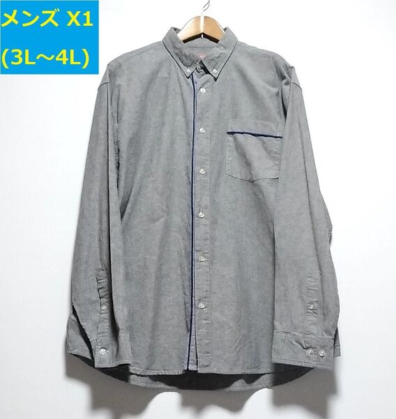 サカゼン B&T CLUB ★メンズX1(3L~4L相当)★ 綿100% 長袖オックスフォードシャツ 長袖デニムシャツ 長袖シャツ