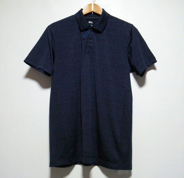 ほぼ未使用 ユニクロ ドライEXポロシャツ(半袖) 半袖ポロシャツ 半袖Tシャツ 半袖シャツ 紺 ビジネス スポーツ メンズL