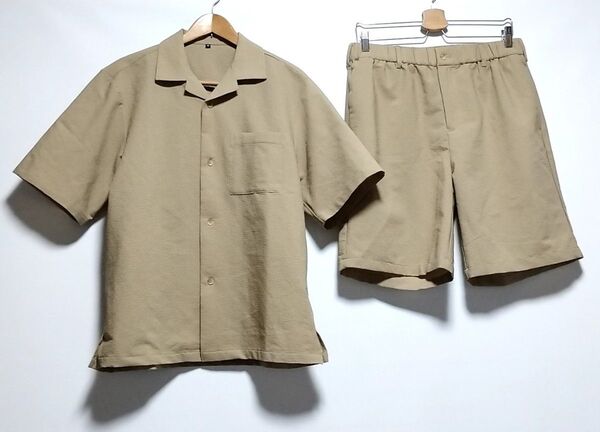 新品 ワークマン 春夏 上下セットアップ シアサッカーストレッチ半袖シャツ ショートパンツ ショーツ ハーフパンツ メンズM・L