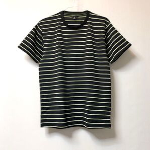 ユニクロ ポーダー スポーツTシャツ ライムグリーン ボーダー 黒 クルーネック 半袖Tシャツ