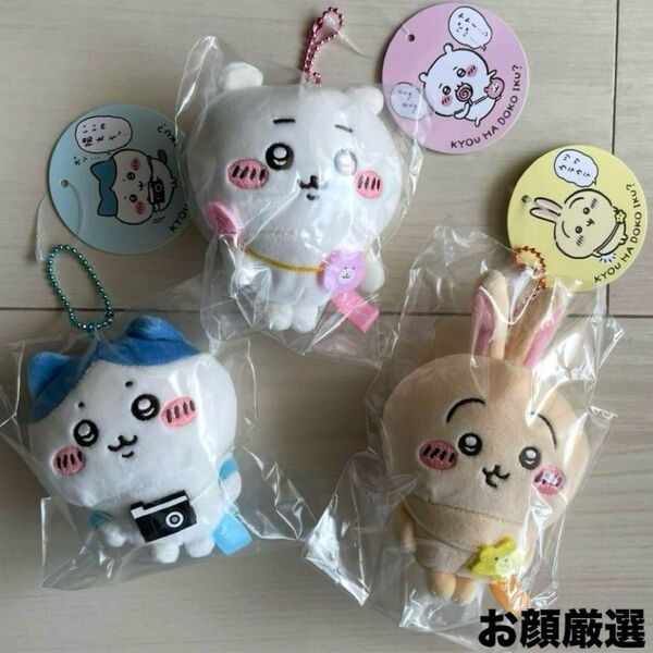 新品タグ付未開封 ちいかわ お出かけ楽しみなもちっとぷちミニマスコット ハチワレうさぎ レア3点セット ぬい撮りぬいどりぬいぐるみ