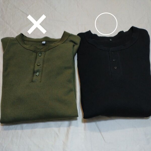 2XL ワッフルロンT 厚手しっかり生地 ブラックカラー 綿混毛