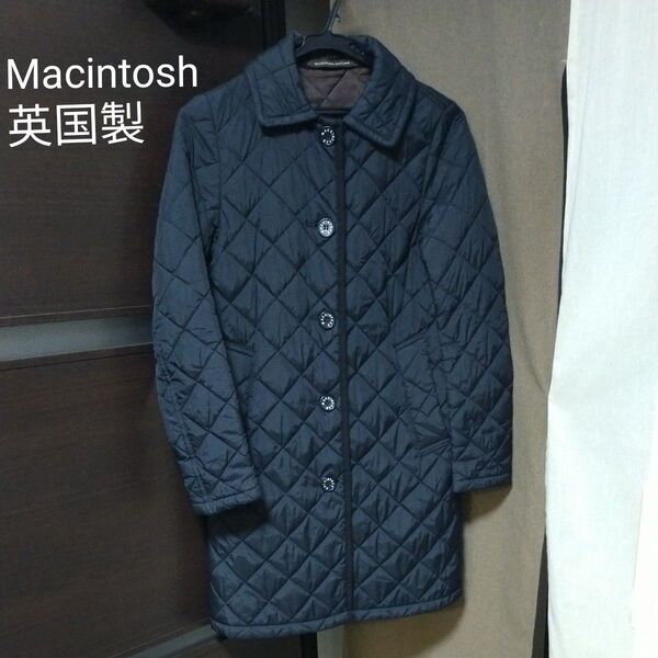 MACKINTOSH SCOTLAND 英国製 キルティング ロングコート 黒色 通学コート 通勤コート 英国 ポールスミス
