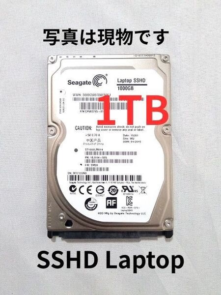 1TB HDD 1000GB /ST製 SSHD ★使用少 1632時間★ ポータブルHDD 外付けHDD OK!★ 2.5インチ