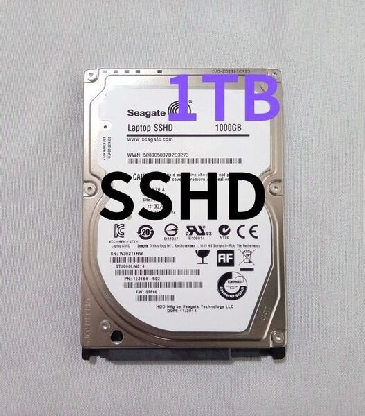 1TB HDD /SSHD★使用少 1327時間★ST1000LM014-1JEJ164★ ポータブルHDD OK!★2.5インチ
