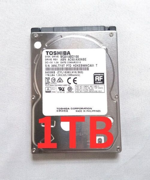 1TB HDD ★2607時間使用★MQ01ABD100:1000GB ★ ポータブルHDD 外付けHDD OK!★ 2.5インチ