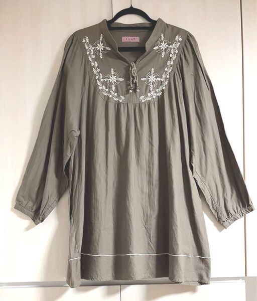 P.L.G. 花柄刺繍チュニック 4L 大きいサイズ コットン100% ゆったり