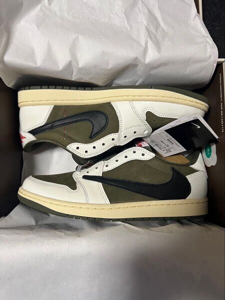 Travis Scott × Nike Air Jordan 1 "Reverse Olive" オリーブ 26.5 トラヴィス