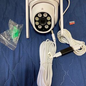 IP65防水デュアルレンズAI自動追跡2.4GWi-Fi長距離強力防犯カメラ32GBメモリーカード.5メートル延長ケーブル