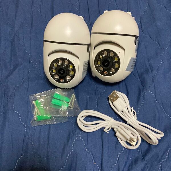 200万画素AI監視 2.4G Wi-Fi防犯カメラ 2台セットLEDライト付き