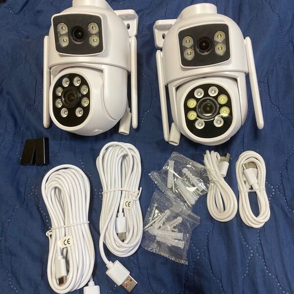 IP65防水2Kウルトラカラーデュアルレンズ5G PTZ防犯カメラ 2台セットUSBケーブル五メートルUSBコネクター付き