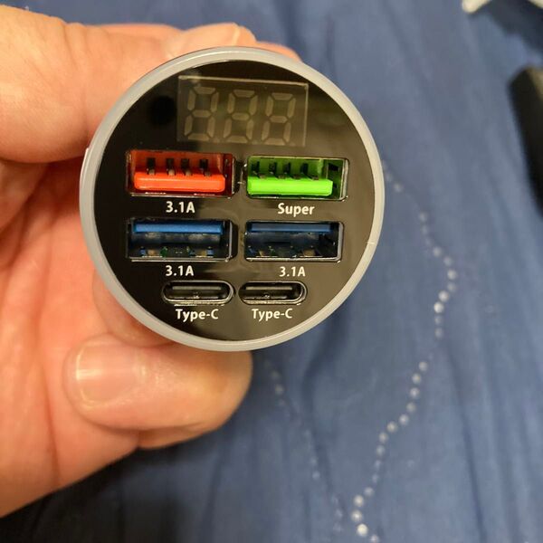 車載充電器 シガーソケット USB Type-C 急速充電 電圧計6ポート12v 24V対応