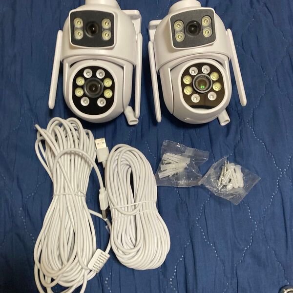IP65防水2Kウルトラカラーデュアルレンズ5G デュアルバンドPTZ防犯カメラ 2台セットUSBケーブル10m2本
