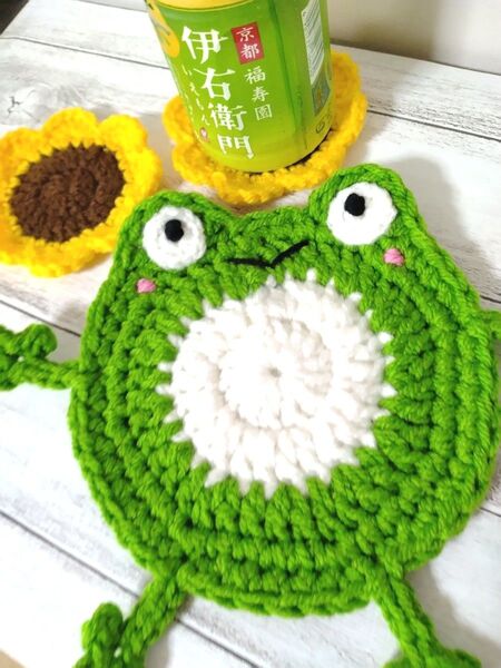 カエルちゃんポットマット 鍋敷き ハンドメイド 厚手
