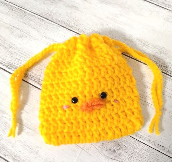 ひよこの巾着ポーチ 小物入れ ハンドメイド