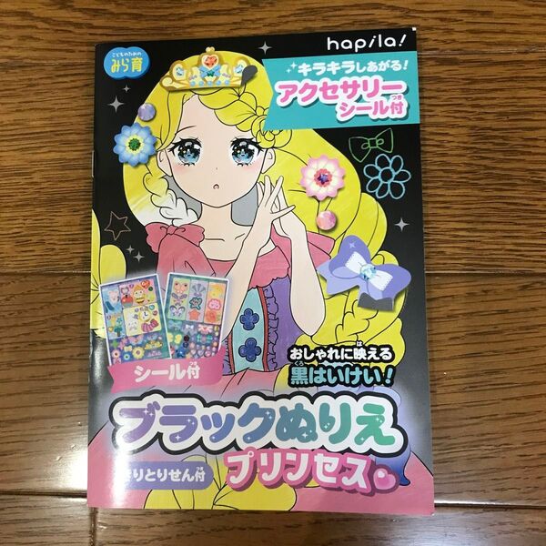 ブラックぬりえ プリンセス アクセシール付 メイク オシャレ 知育 お絵描き 女の子