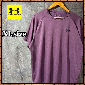 アンダーアーマー 紫 tシャツ us古着 半袖 UNDER ARMOUR