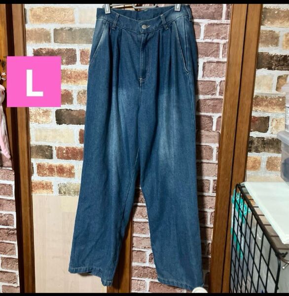 Denifits デニム ワイドパンツ Lサイズアベイル ジーパン デニムパンツ ジーンズ ストレートパンツ