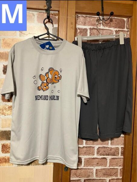 ファインディング・ニモ メッシュ ルームウェア 上下セット グレー 半袖 Tシャツ ハーフパンツ