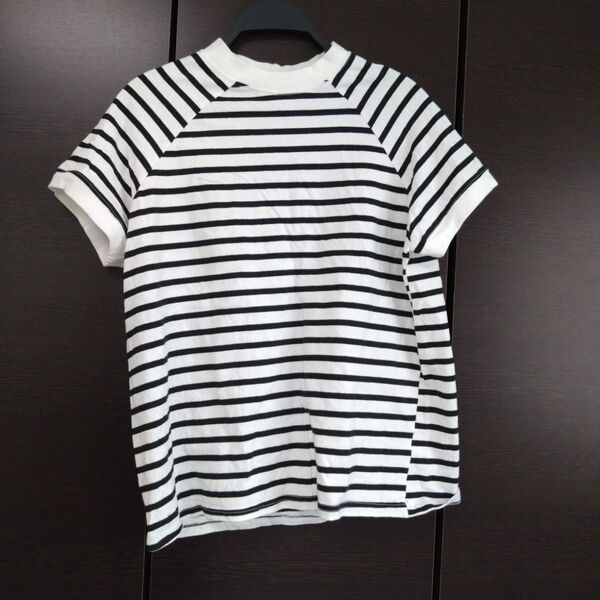 レディース M ボーダートップス 半袖 Tシャツ カットソー クルーネック