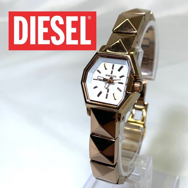 稼動品 新品電池 DIESEL 腕時計 レディース ピンクゴールド×ホワイト 美品 ディーゼル クォーツ