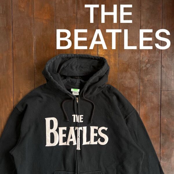 希少!!【THE BEATLES ザ・ビートルズ】フルジップパーカー 黒 XL レア 美品 ユニセックス バンド ロック イギリス